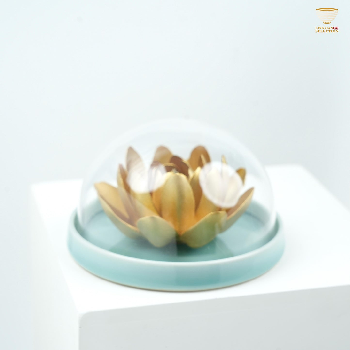 【Handcrafted Celadon Peony Ceramic Ornament  From Lei Huixian】Fine Porcelain Flower Décor | Tea Table & Home Gift Display Piece