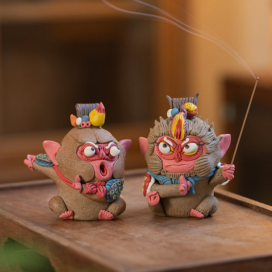 Monkey King Desk Ornament – Zodiac “Monkey King” Tea Pet & Incense Holder | Traditional Chinese Gift | Random Shape