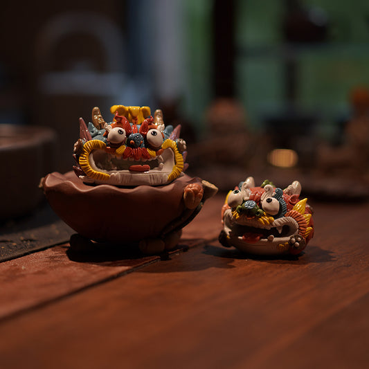 Little Dragon Dumpling Tea Pet & Incense Holder – Zodiac Dragon Gift, Handcrafted Porcelain – Traditional Chinese Gift