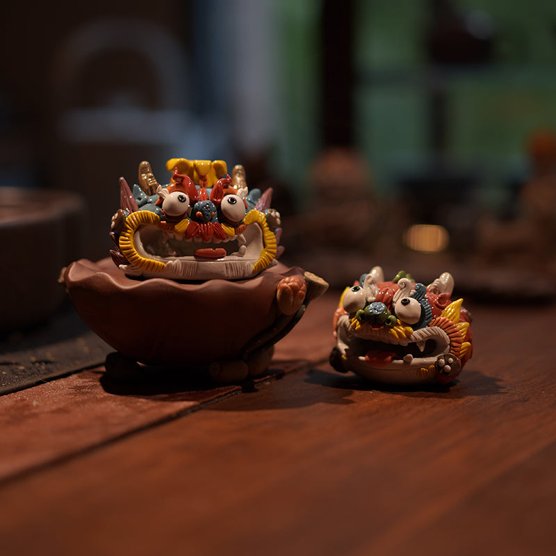 Little Dragon Dumpling Tea Pet & Incense Holder – Zodiac Dragon Gift, Handcrafted Porcelain – Traditional Chinese Gift