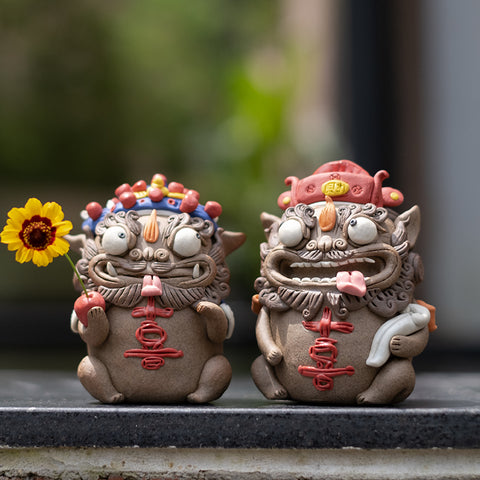 Bride & Groom Tea Pet Set – Elegant Wedding Gift for Couples | High-End Chinese Cultural Decor (Set of 2)