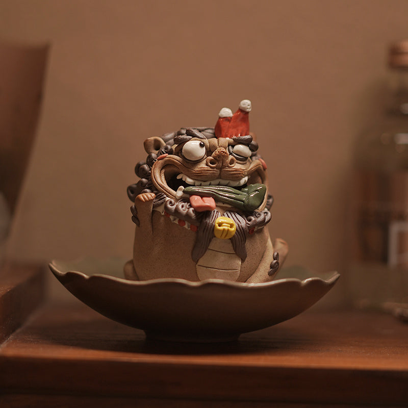 "Fortune & Harmony" Pixiu – Handcrafted Jingdezhen Ceramic Tea Pet & Incense Burner | Backflow & Stick Compatible | Traditional Chinese Tea Gift