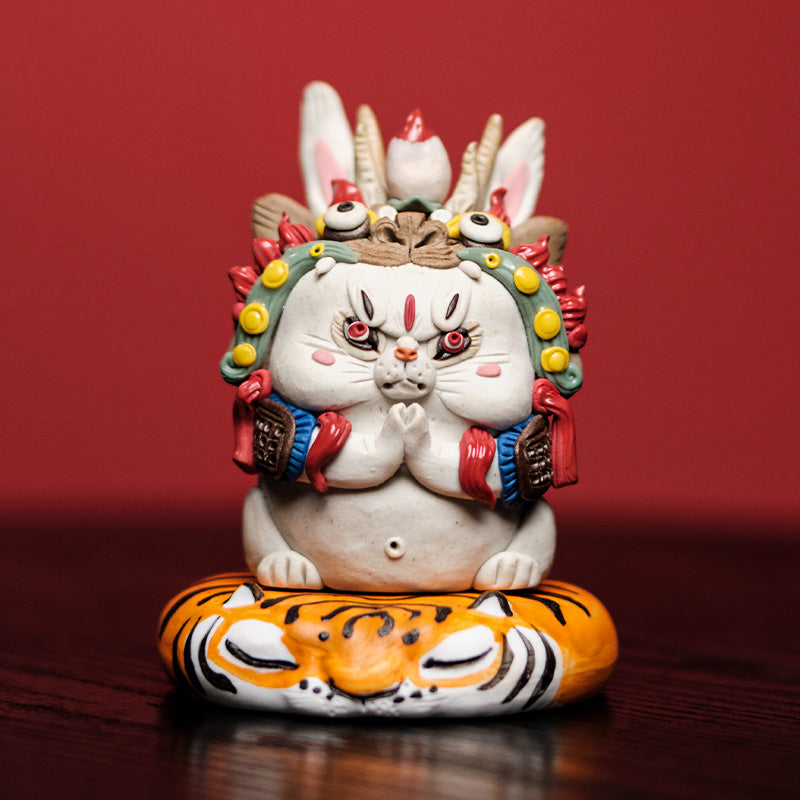 Chinese Intangible Cultural Heritage – Moon Palace Fairy “Rabbit Duner” Figurine | Rabbit Deity Tea Pet & Incense Holder | Traditional Chinese Tea Culture Gift