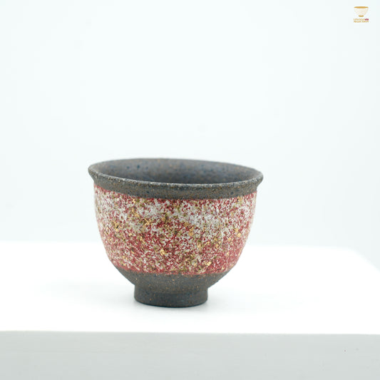 Gaoyue Aged Rock-Mineral Tea Cup – Handcrafted Japanese Style Ceramic with Gold Flecks | Wabi-Sabi Aesthetic | Gongfu Cha Bowl for Oolong & Pu-erh