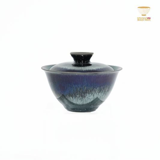 Bai Ding · Water Sprout Two Pieces Gaiwan | Fluid Grace · Luminous Glaze Fire · Handcrafted Jian Ware Teacup