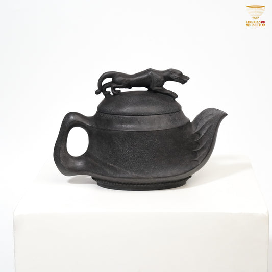 【Hunan An Hua Tillite Stone Leopard Teapot】 Glacial Rock Teapot ｜Hand-Carved Natural Stone｜Water Purification Effect｜Translucent Texture｜Oriental Tea Aesthetic