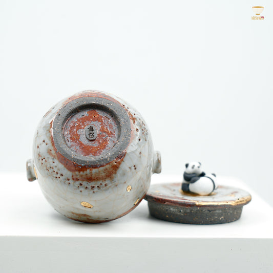 Gao Yue · Shino Ware Panda Quick Pot | Handmade Wood-Fired Ceramic | Creative Cute Handheld Teapot | Collectible Oriental Aesthetic Teaware