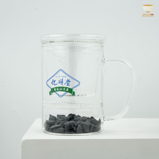 【Hunan An Hua Tillite Stone Glass mug with Filter and Lid】Borosilicate Cup with Handle | Minimalist Design for Tea, Coffee, Latte, Hot & Cold Beverages