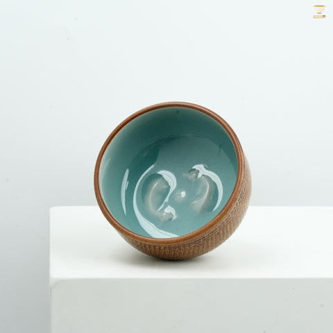 Huang Can Celadon Rust-Glaze “Turning the Tide” Jing’an Cup | Handcrafted Gongfu Teaware with Vintage Texture & Oriental Elegance