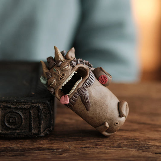“Thousand-Day Wine” Pixiu – Backflow Incense Burner & Stick Holder | Creative Tea Pet for Gongfu Tea | Traditional Chinese Gift