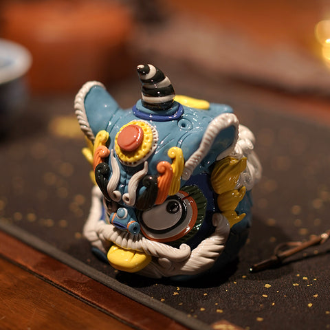 Chinese Lion Dance-Inspired Tea Pet – Backflow Incense Burner | Jingdezhen Porcelain | Traditional Chinese Gift