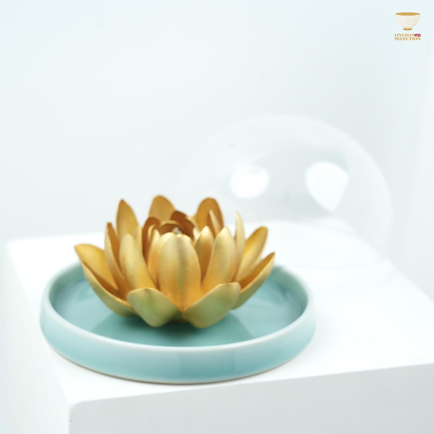 【Handcrafted Celadon Peony Ceramic Ornament  From Lei Huixian】Fine Porcelain Flower Décor | Tea Table & Home Gift Display Piece