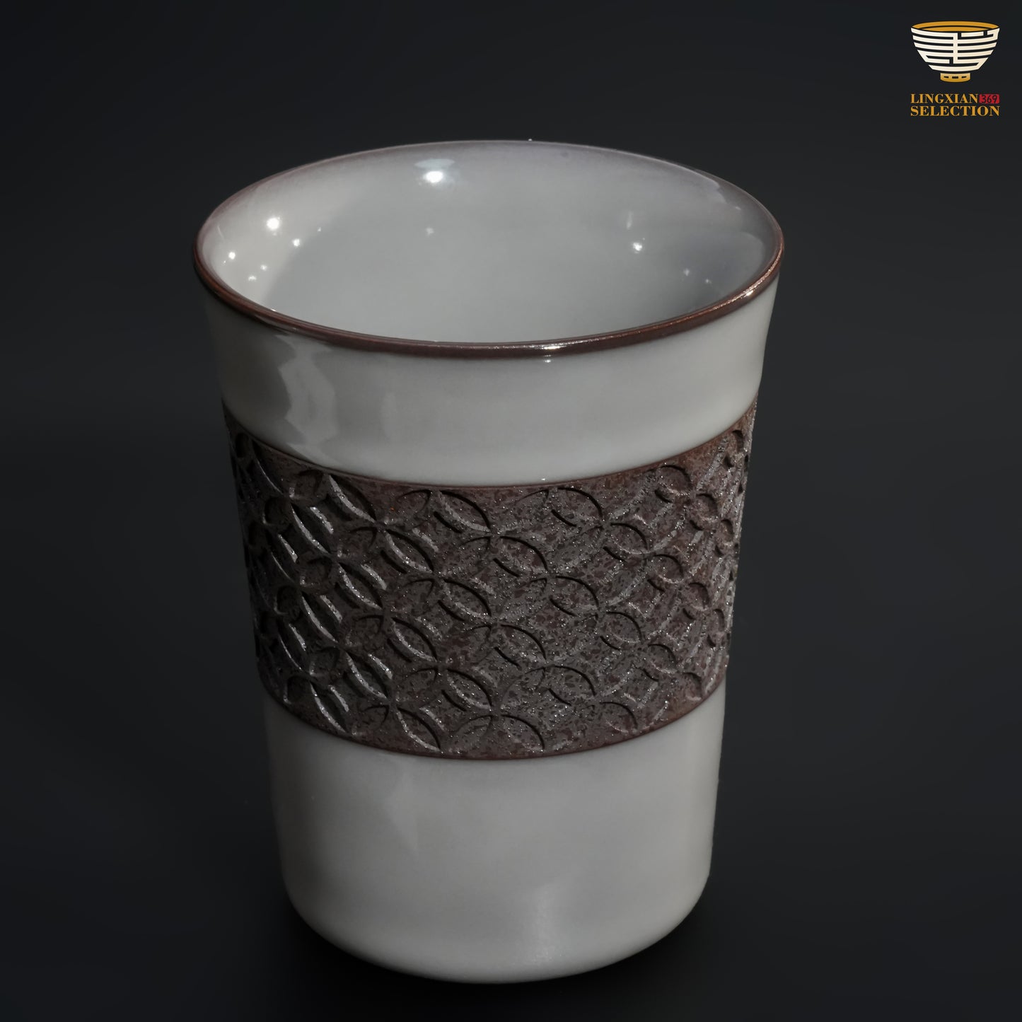 Wu Jun · “Wealth Encircles the Waist” Series Teacup｜Textured Band Design, Symbol of Abundance