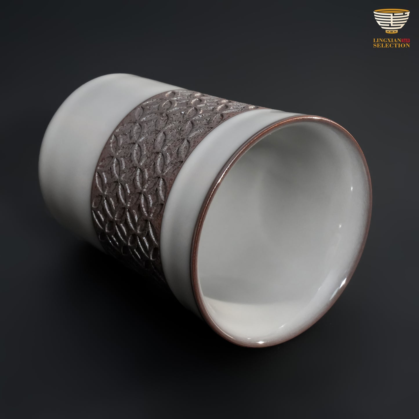 Wu Jun · “Wealth Encircles the Waist” Series Teacup｜Textured Band Design, Symbol of Abundance