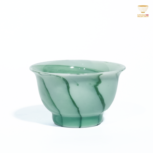 Liao Xinliang Celadon Marbled Teacup | Handmade Celadon Art Tea Ware | Elegant Textured Chinese Tea Set