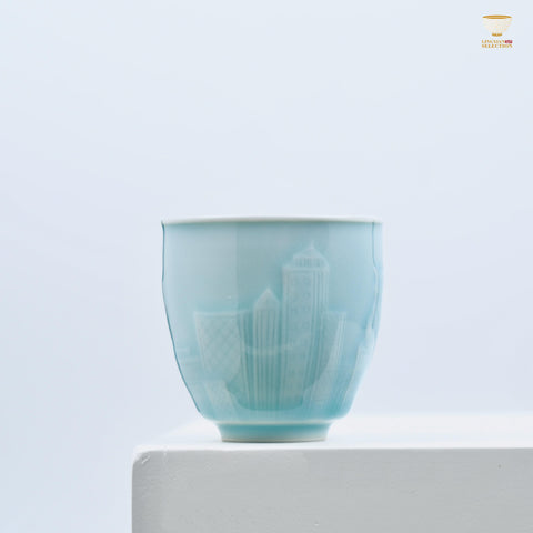Celadon Relief Teacup by Lei Huixian | Glossy Jade-Like Glaze | Ideal for Daily Use or Gifting | Affordable Artisan Craft