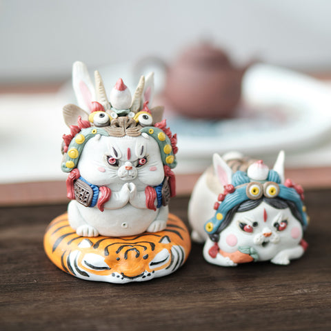 Chinese Intangible Cultural Heritage – Moon Palace Fairy “Rabbit Duner” Figurine | Rabbit Deity Tea Pet & Incense Holder | Traditional Chinese Tea Culture Gift