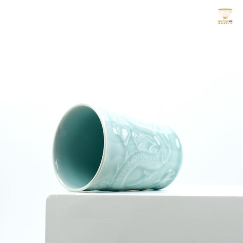 Celadon Dragon & Phoenix Embossed Cola Cup From Lei Huixian | Longquan High-Fired Porcelain | Ideal for Gift & Collectors