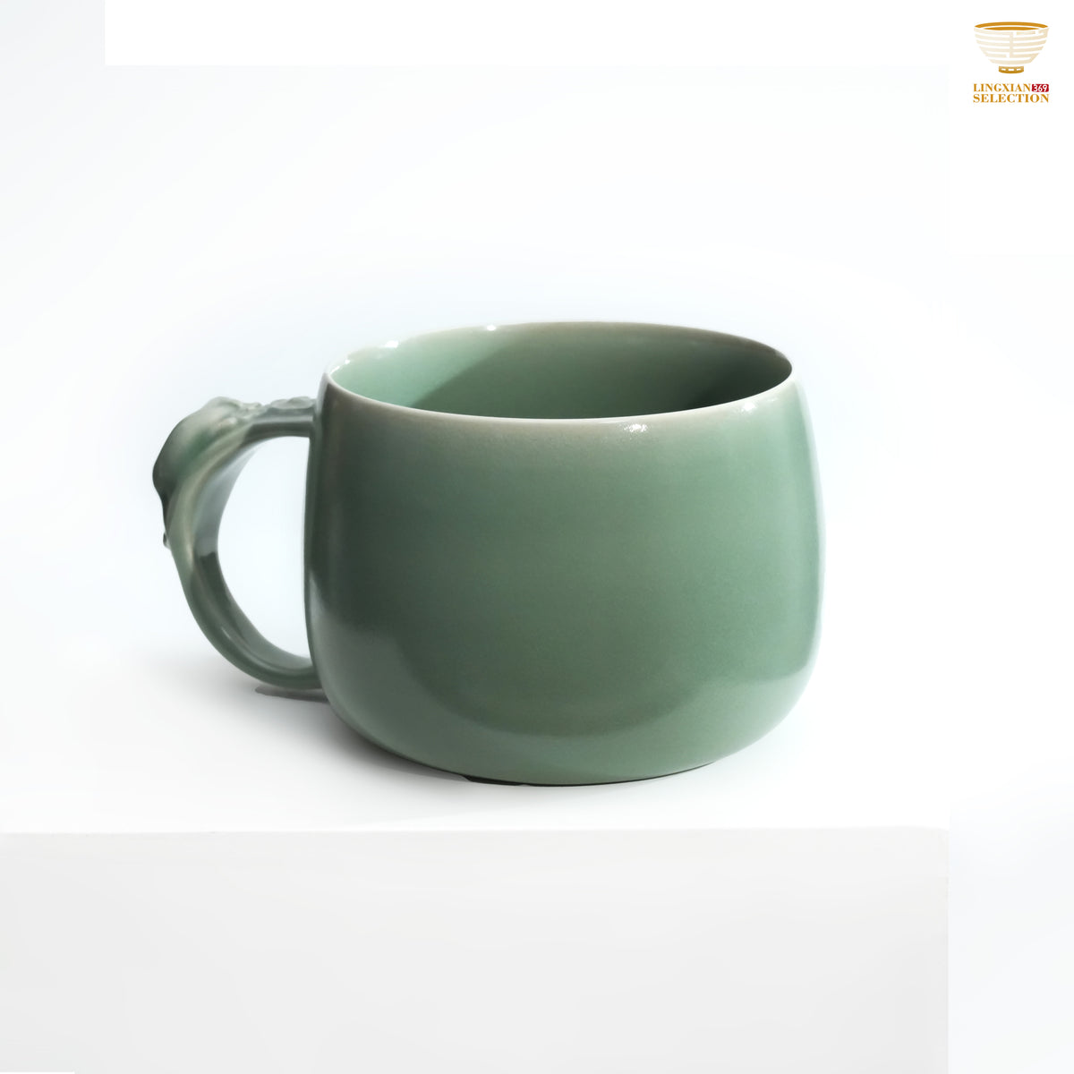 Jin Hongyang · Celadon Bean-Green Fox Handle Mug｜Graceful Design · Refined Celadon Glaze · Handmade Elegance · Whimsical Charm