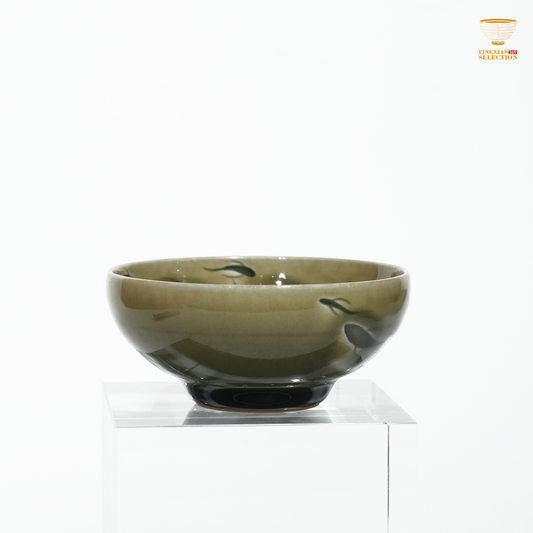 Longquan Celadon by Liao Xinliang Big Fish & Begonia Old Plum-Green Tea Cup  & Meerschaum Tray Masterpiece of Craftsmanship & Tea Aesthetic Collection Drinkware