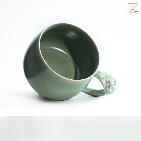 Jin Hongyang · Celadon Bean-Green Fox Handle Mug｜Graceful Design · Refined Celadon Glaze · Handmade Elegance · Whimsical Charm