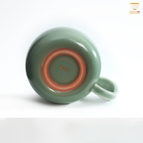 Jin Hongyang · Celadon Bean-Green Fox Handle Mug｜Graceful Design · Refined Celadon Glaze · Handmade Elegance · Whimsical Charm