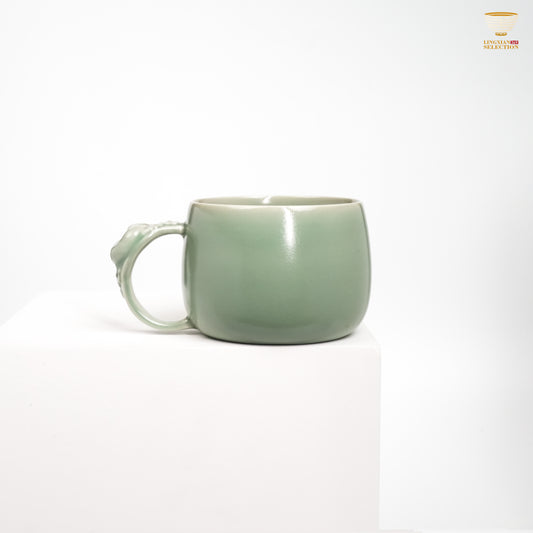 Jin Hongyang · Celadon Bean-Green Fox Handle Mug｜Graceful Design · Refined Celadon Glaze · Handmade Elegance · Whimsical Charm
