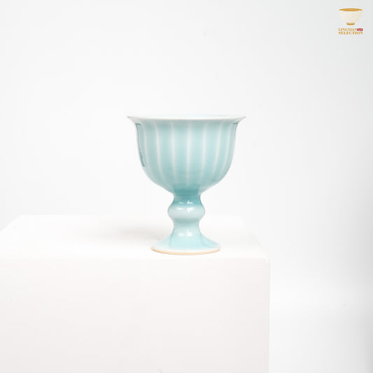 Jin Hongyang Celadon Pink Blue Lotus Goblet Cup｜Handcrafted Porcelain · Elegant Stemware · Neo-Chinese Aesthetic · For Tea & Wine