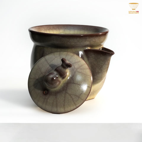 Jin Hongyang · Ge Ware Ice-Crackle Quick teapot｜Transmutation Glaze · Handcrafted Finish · Reimagined Antiquity · A Statement Piece for the Tea Table