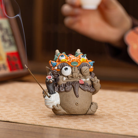Porcelain Zodiac Dragon Knight Pixiu Figurine – Auspicious Tea Pet & Backflow Incense Burner | Traditional Chinese Gift