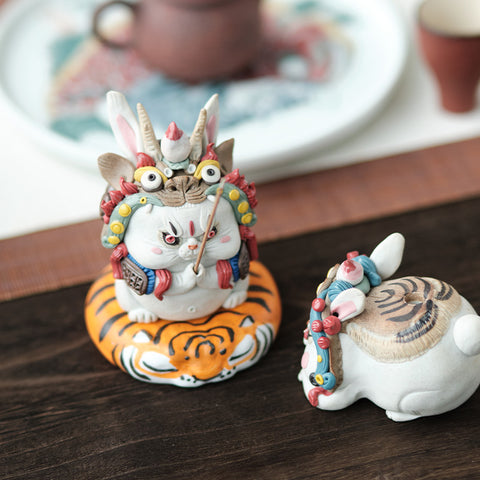Chinese Intangible Cultural Heritage – Moon Palace Fairy “Rabbit Duner” Figurine | Rabbit Deity Tea Pet & Incense Holder | Traditional Chinese Tea Culture Gift