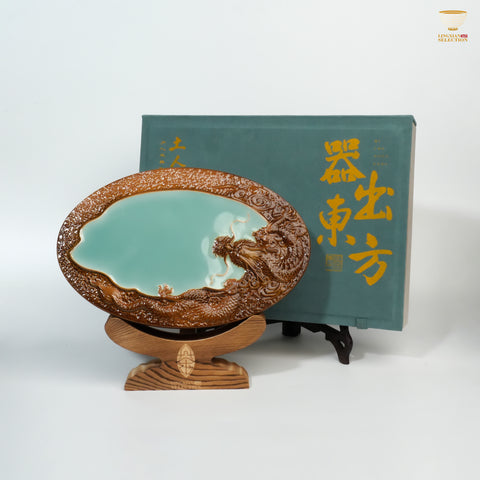 Cloud-Rise Dragon Gallop" Celadon Teapot Holder｜Handcrafted by Tu Renzhai · Carved Dragon Motif · Classical Elegance for the Modern Tea Table