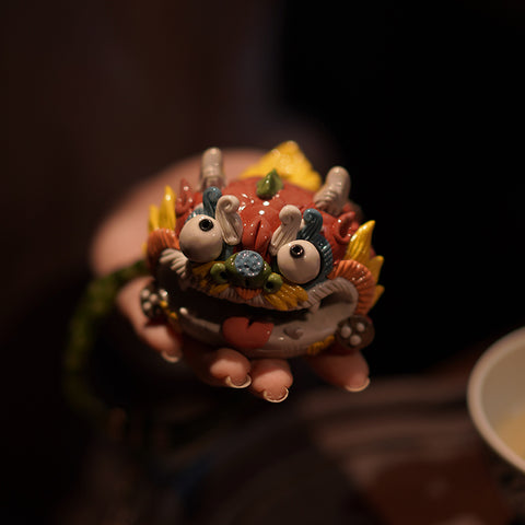 Little Dragon Dumpling Tea Pet & Incense Holder – Zodiac Dragon Gift, Handcrafted Porcelain – Traditional Chinese Gift