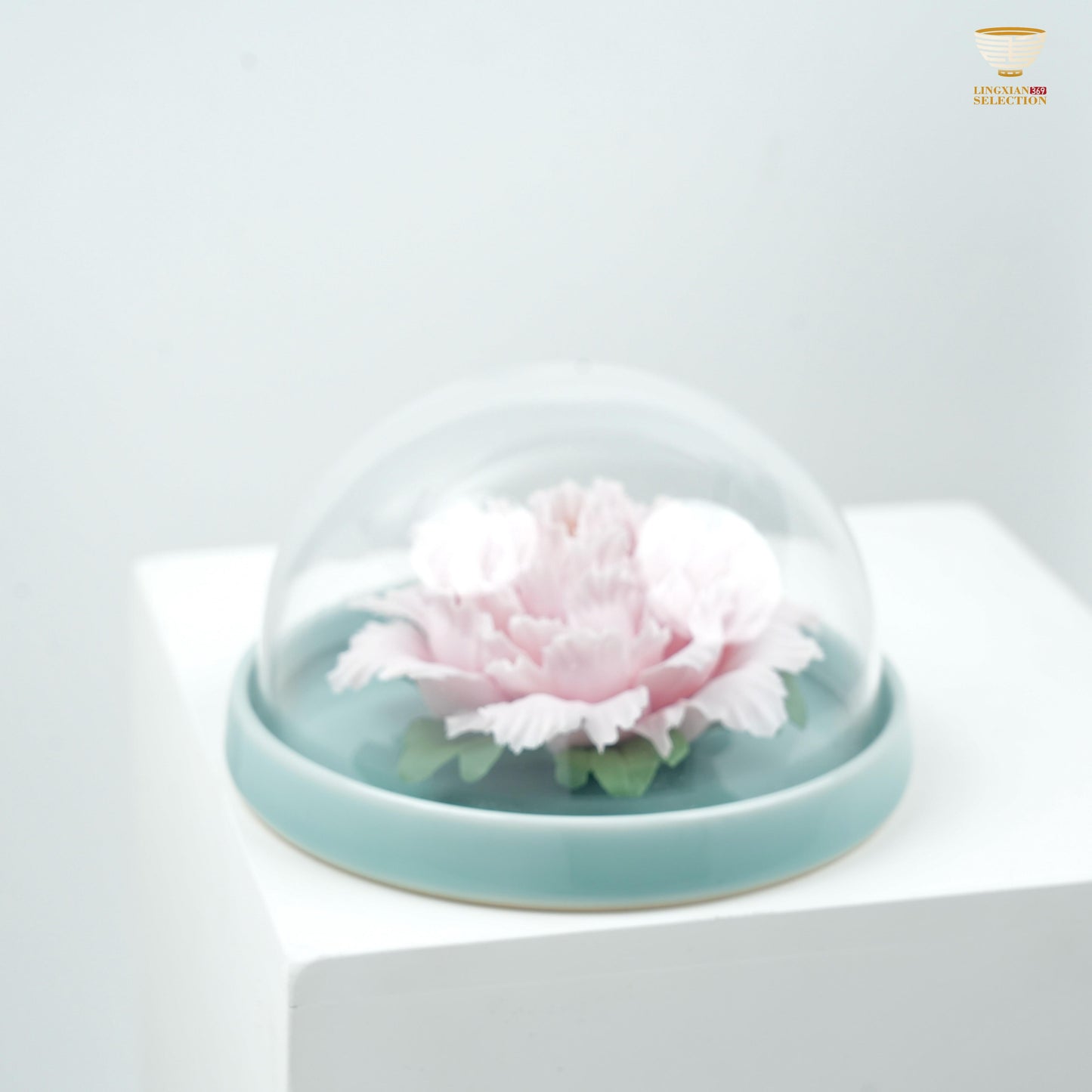 【Handcrafted Celadon Peony Ceramic Ornament  From Lei Huixian】Fine Porcelain Flower Décor | Tea Table & Home Gift Display Piece