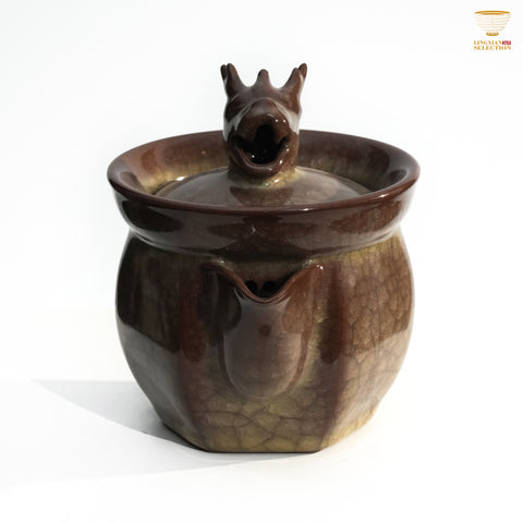 Jin Hongyang · Ge Ware Ice-Crackle Quick teapot｜Transmutation Glaze · Handcrafted Finish · Reimagined Antiquity · A Statement Piece for the Tea Table