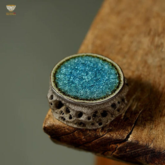 Handmade Taihu Stone Lid Rest | Aged Rock-Mineral Gongfu Tea Lid Holder | Wabi-Sabi Inspired Teaware Accessory