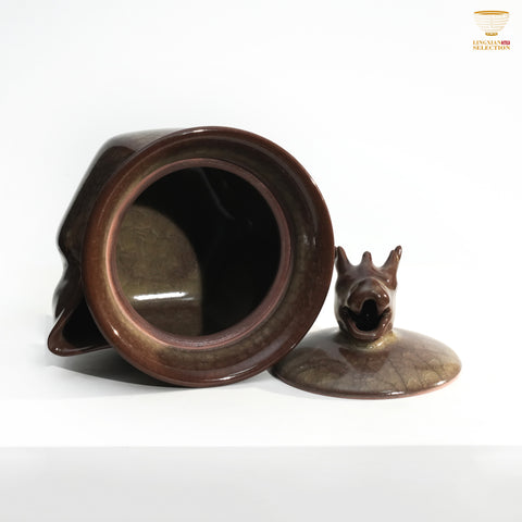 Jin Hongyang · Ge Ware Ice-Crackle Quick teapot｜Transmutation Glaze · Handcrafted Finish · Reimagined Antiquity · A Statement Piece for the Tea Table