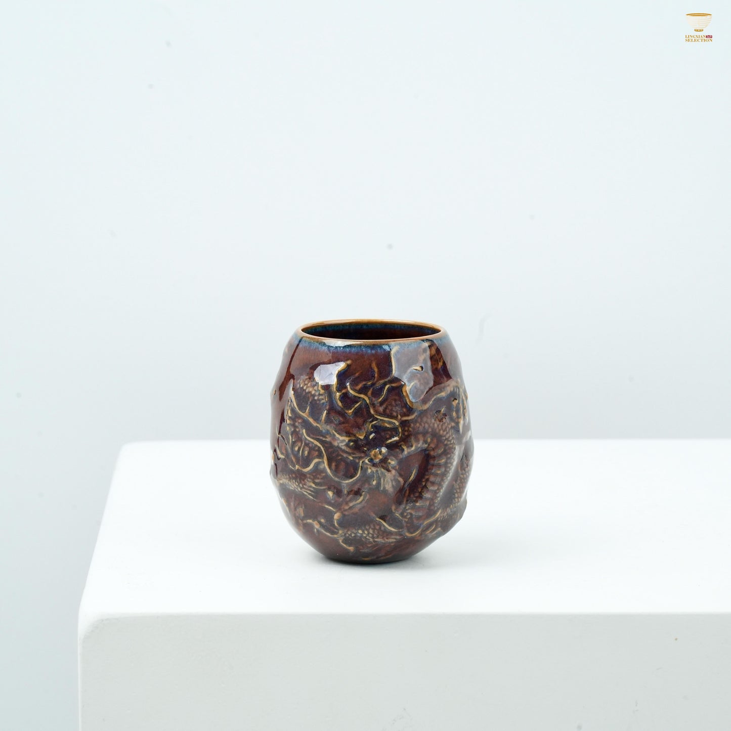 Li Kayang · Oriental Treasure · Dragon Egg Cup | Handcrafted Ceramic Teacup | Embossed Dragon Design Creative Gongfu Tea Cup