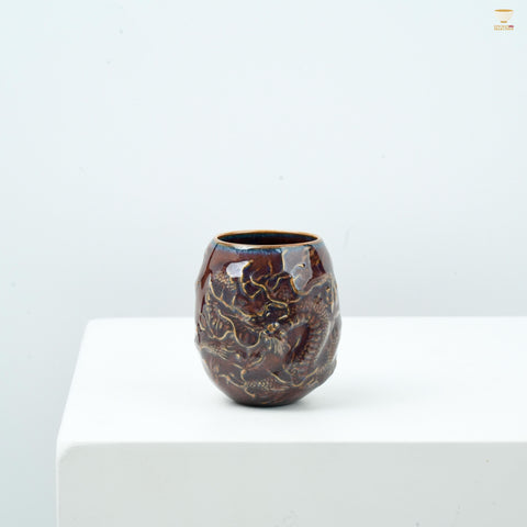 Li Kayang · Oriental Treasure · Dragon Egg Cup | Handcrafted Ceramic Teacup | Embossed Dragon Design Creative Gongfu Tea Cup