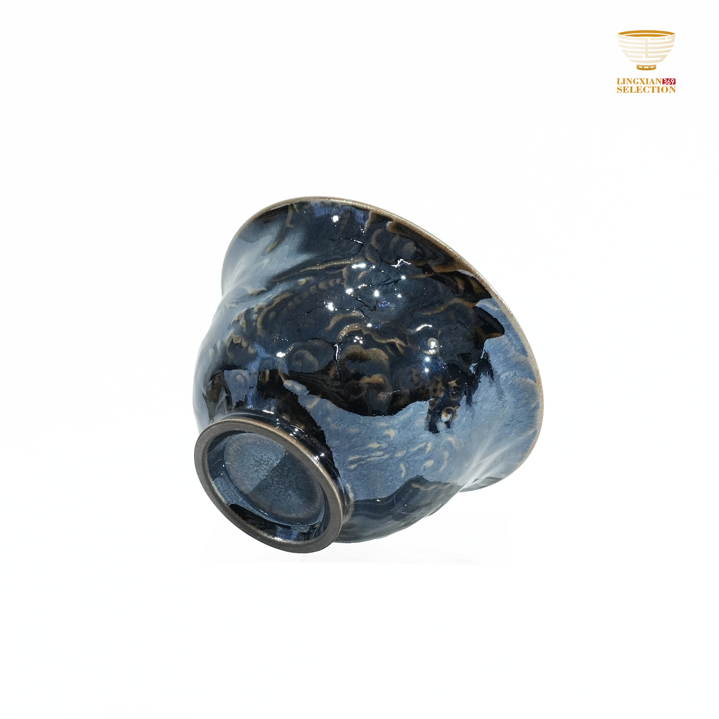 Bai Ding · Hidden Dragon Three Pieces Gaiwan | Flowing Iridescent Glaze · Subtle Majesty · Handcrafted Jian Ware Teaware