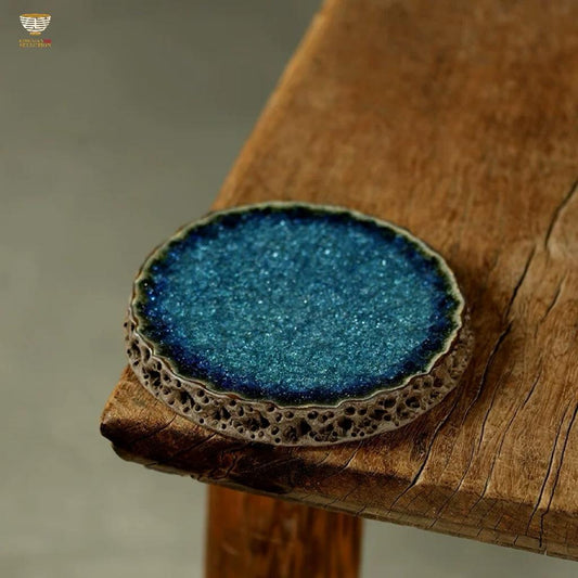 Handmade Taihu Lake Stone Plate/Pot Holder Aged Rock-Mineral Plate/Pot Holder Home & Office Use Tea Room Display