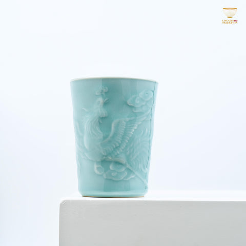 Celadon Dragon & Phoenix Embossed Cola Cup From Lei Huixian | Longquan High-Fired Porcelain | Ideal for Gift & Collectors