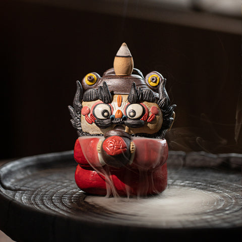 Ceramic Kung Fu Tea Pet – Zhong Kui Figurine & Incense Holder | Backflow & Stick Burner | Traditional Chinese Tea Gift