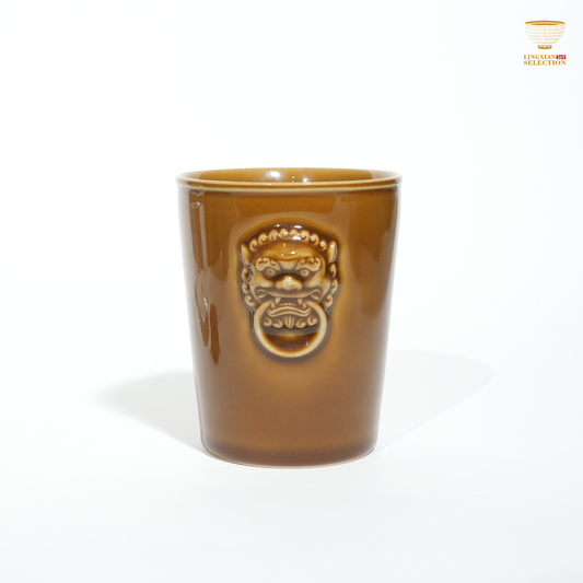 Liao Xinliang "Auspicious Wishes" Cola Cup | Handmade Celadon with Embossed Lion Motif | Chinese Symbolism Artistic Teaware