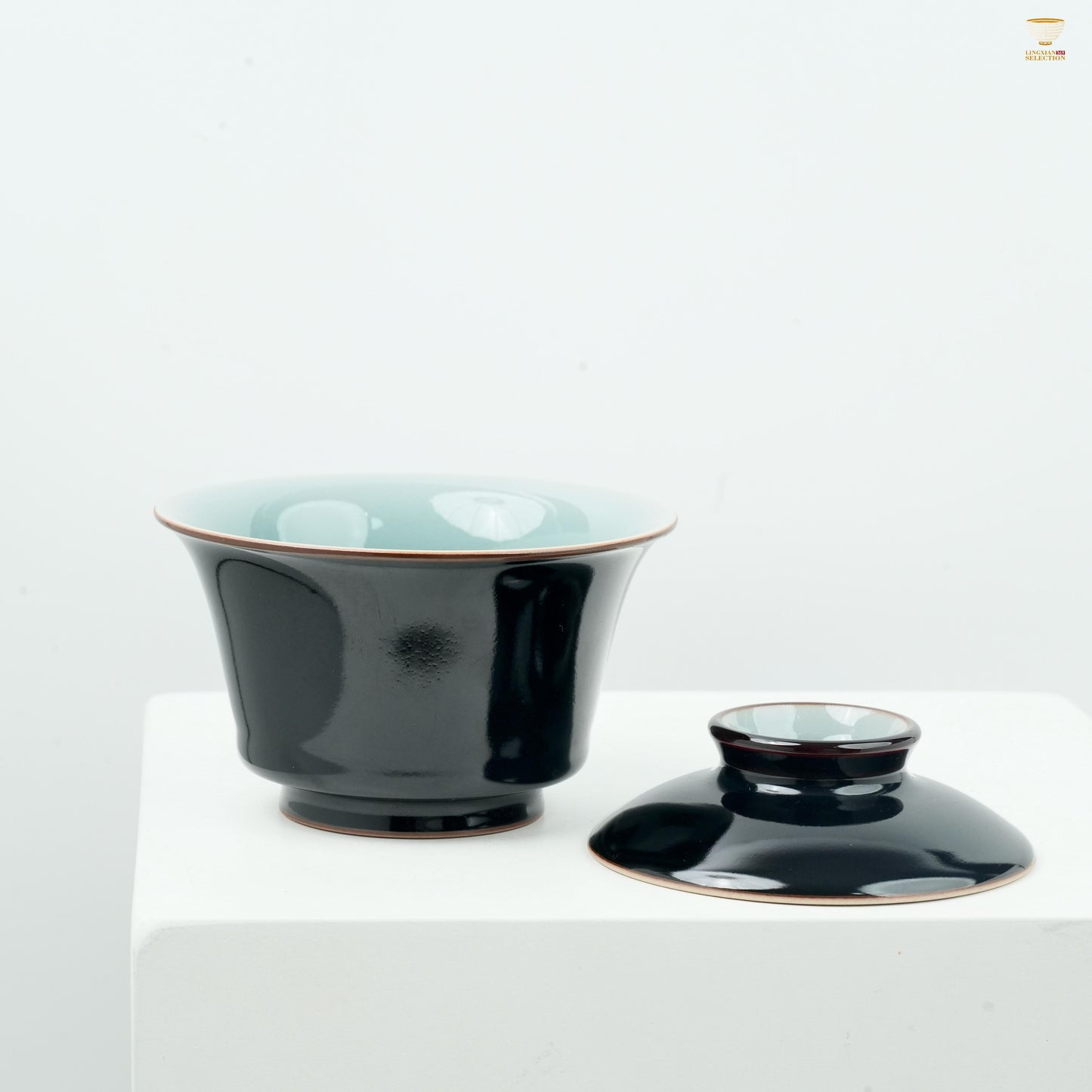 [Huang Can Celadon | Black Glaze Elegance] Handcrafted Chinese Teaware  – Shadow Celadon Gaiwan with Dragon Relief Saucer ｜High-Fired Porcelain · Oriental Aesthetics · Collectible Quality Drinkware