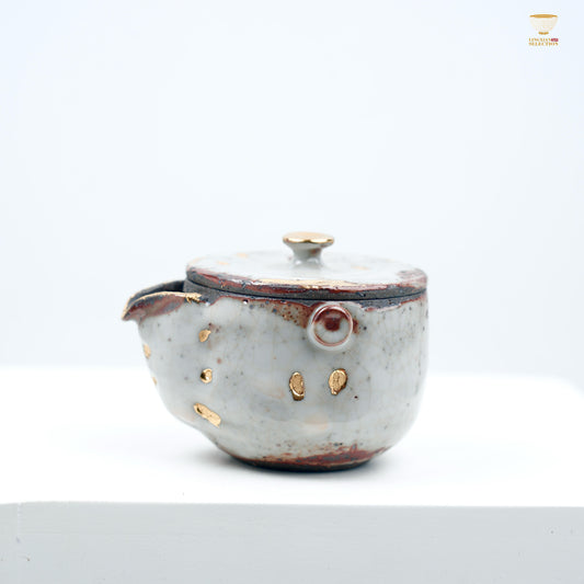 Gao Yue · Dunhuang Quick Pot  | Shino Ware Style · Handmade Wood-Fired Ceramic | Kintsugi-Inspired Oriental Collectible Teapot