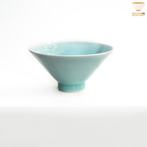 Jin Hongyang · Celadon Pink Blue Series Teacups | Lotus Petal Pattern · Handmade Porcelain · Smooth Celadon Glaze · Elegant Choice for Tea Table