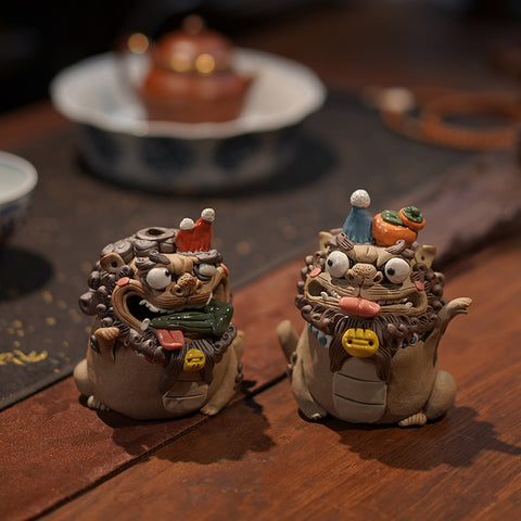 "Fortune & Harmony" Pixiu – Handcrafted Jingdezhen Ceramic Tea Pet & Incense Burner | Backflow & Stick Compatible | Traditional Chinese Tea Gift