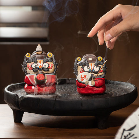 Ceramic Kung Fu Tea Pet – Zhong Kui Figurine & Incense Holder | Backflow & Stick Burner | Traditional Chinese Tea Gift