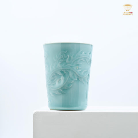 Celadon Dragon & Phoenix Embossed Cola Cup From Lei Huixian | Longquan High-Fired Porcelain | Ideal for Gift & Collectors